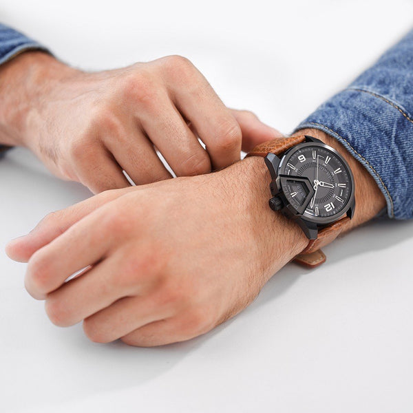 Police Underlined Tan Leather Men's Watch | PEWJB0005602