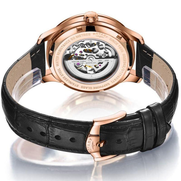 Rotary Rose Gold plated Skeleton watch Mens Watch