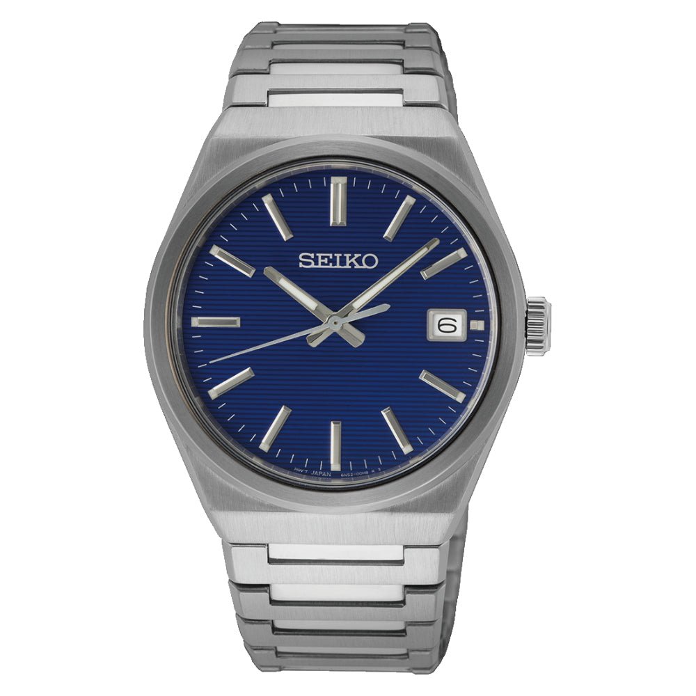Seiko Blue Dial Silver Stainless Steel Strap Men's Watch | SUR555P1 | Time Watch Specialists