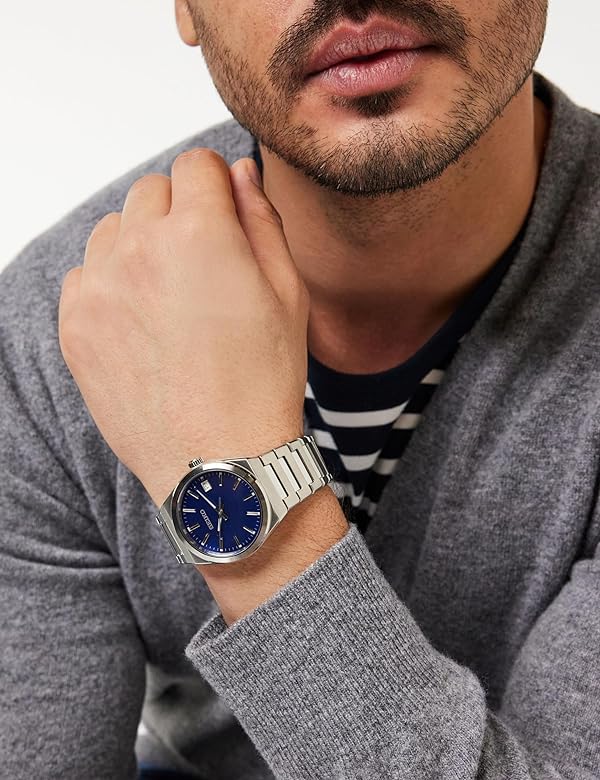 Seiko Blue Dial Silver Stainless Steel Strap Men's Watch | SUR555P1 | Time Watch Specialists