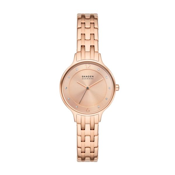 Skagen Anita Lille Three-Hand Rose Gold Stainless Steel Woman's Watch | SKW3128 | Time Watch Specialists