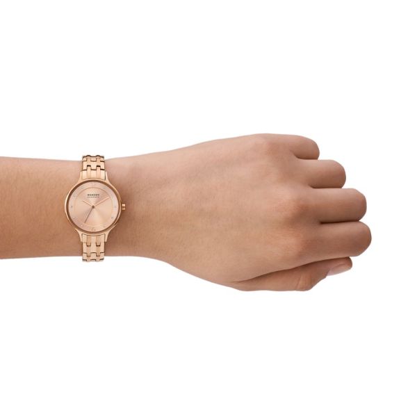 Skagen Anita Lille Three-Hand Rose Gold Stainless Steel Woman's Watch | SKW3128 | Time Watch Specialists