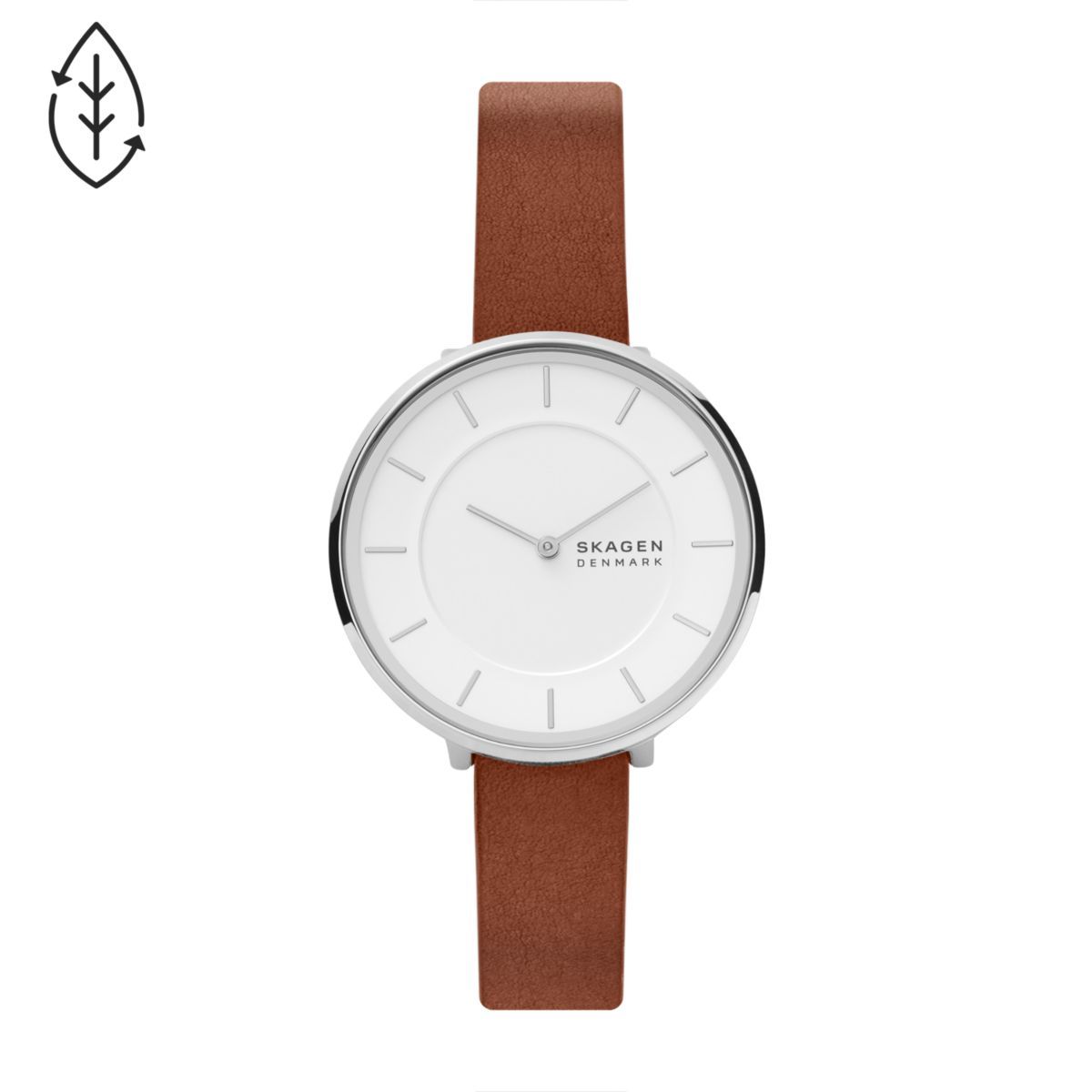 Skagen Gitte Two-Hand Medium Brown Leather Women's Watch - SKW3015 | Time Watch Specialists