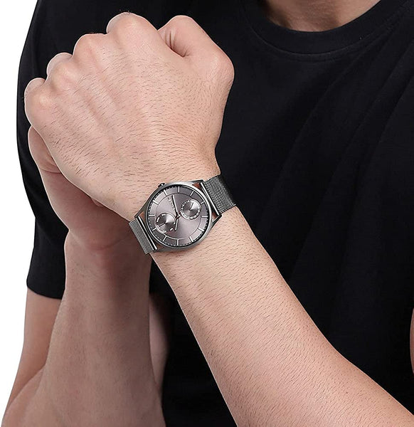 Skagen Holst Chronograph Charcoal Steel Mesh Multifunction Men's Watch | SKW6180