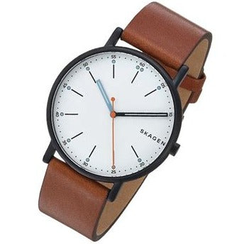 Skagen Signatur Black Round Leather Men's Watch - SKW6374 | Time Watch Specialists