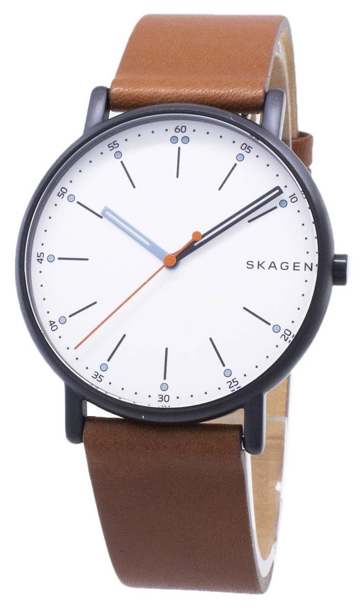 Skagen Signatur Black Round Leather Men's Watch - SKW6374 | Time Watch Specialists