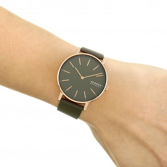 Skagen Signatur Rose Gold Round Leather Women's Watch - SKW2794 | Time Watch Specialists