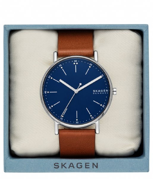 Skagen Signatur Silver Round Leather Men's Watch | SKW6355 | Time Watch Specialists