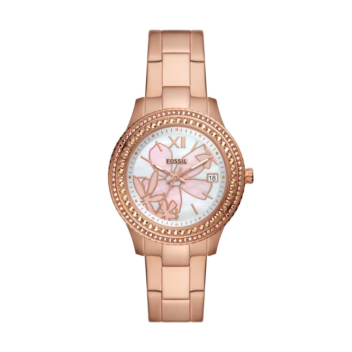 Stella Three-Hand Date Rose Gold-Tone Stainless Steel Women's Watch - ES5192 | Time Watch Specialists