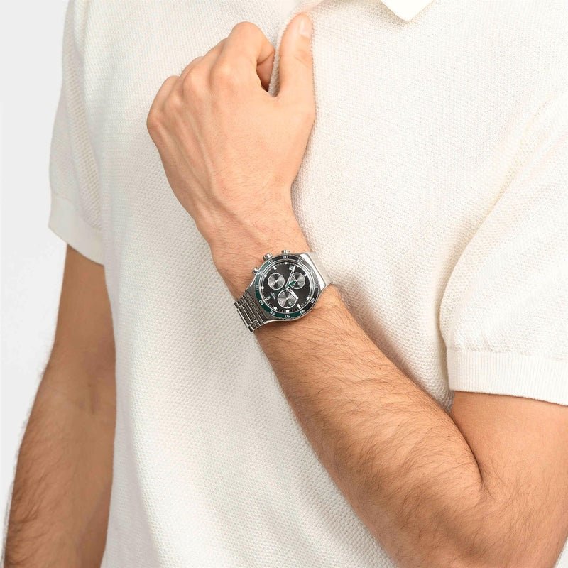 Swatch DARK GREEN IRONY Watch YVS506G | Time Watch Specialists