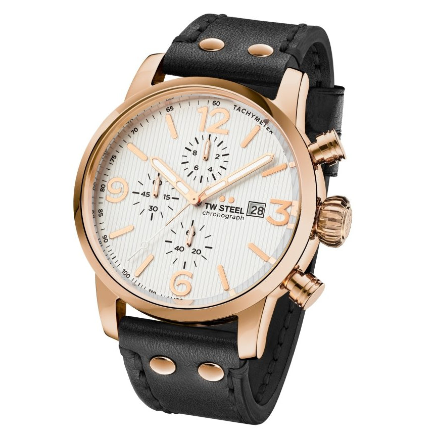 TW Steel E - commerce White Dial and Black Leather Strap 45mm Men's Watch | MS73 | TIME Watches