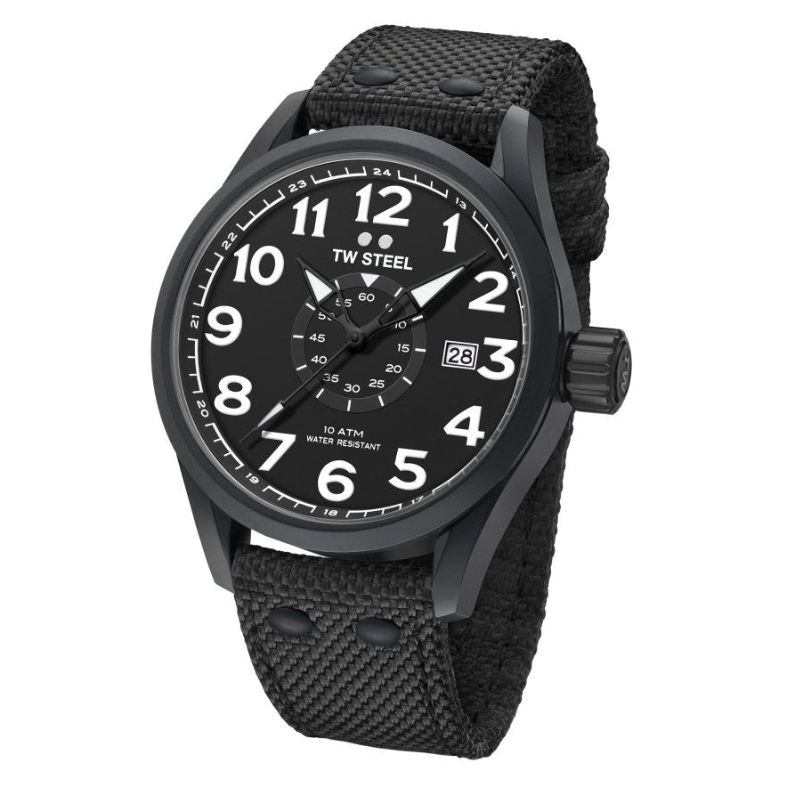 TW Steel Volante Black Dial and Black Nylon Strap 45mm Men's Watch | VS41 | TIME Watches