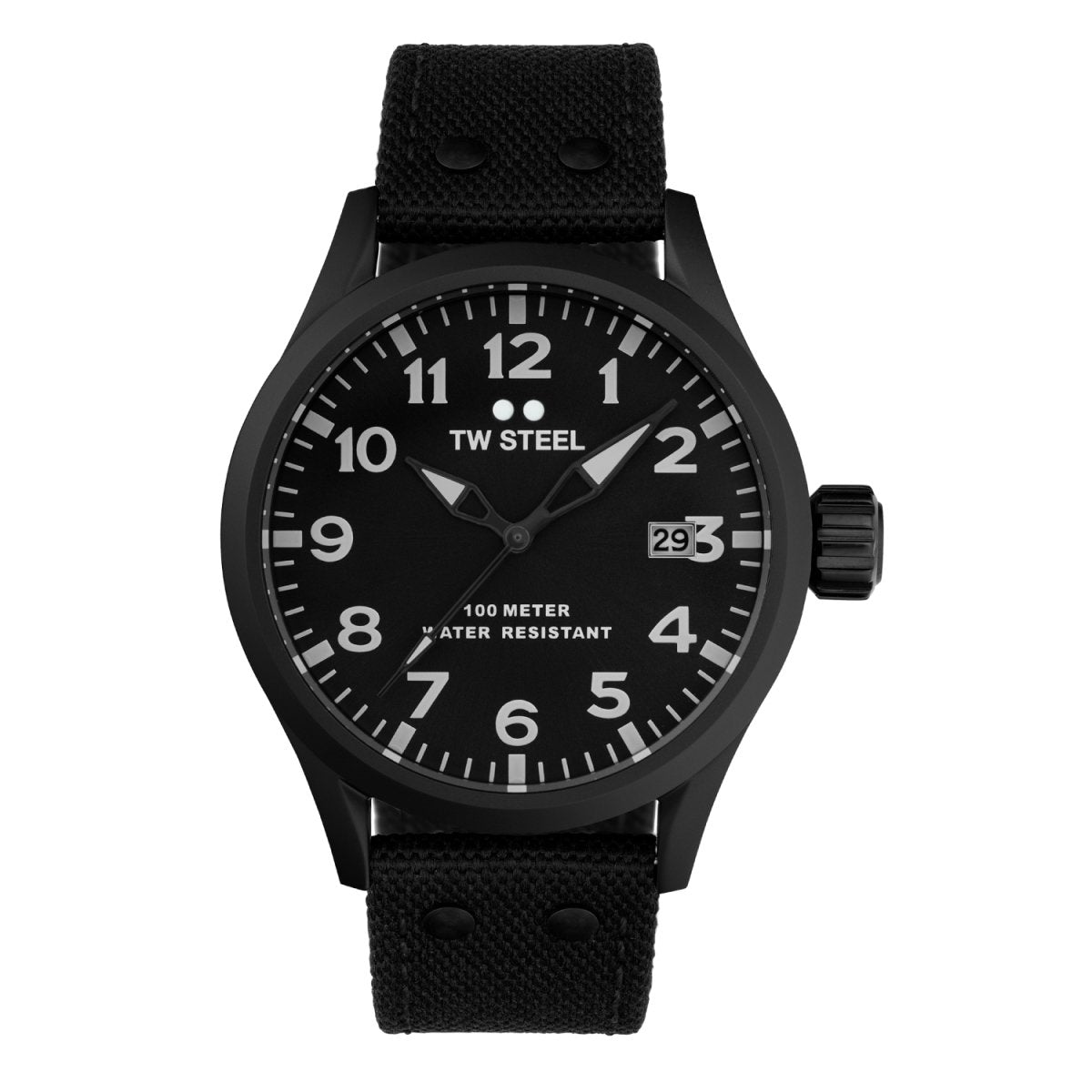 TW Steel Volante Black Dial and Black Leather Strap 45mm Men's Watch | VS103 | TIME Watches