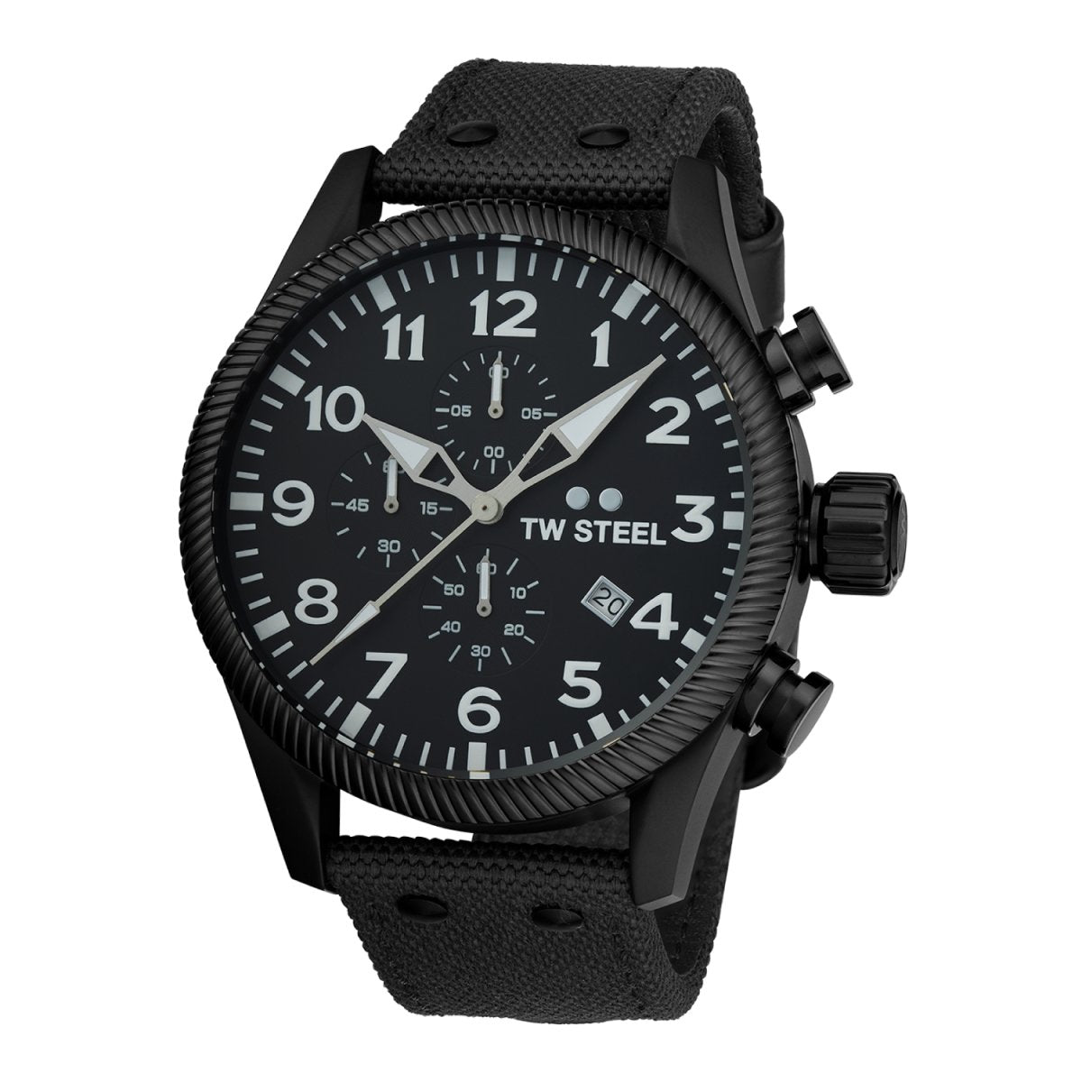 TW Steel Volante Black Dial and Black Leather Strap 48mm Men's Watch | VS113 | TIME Watches