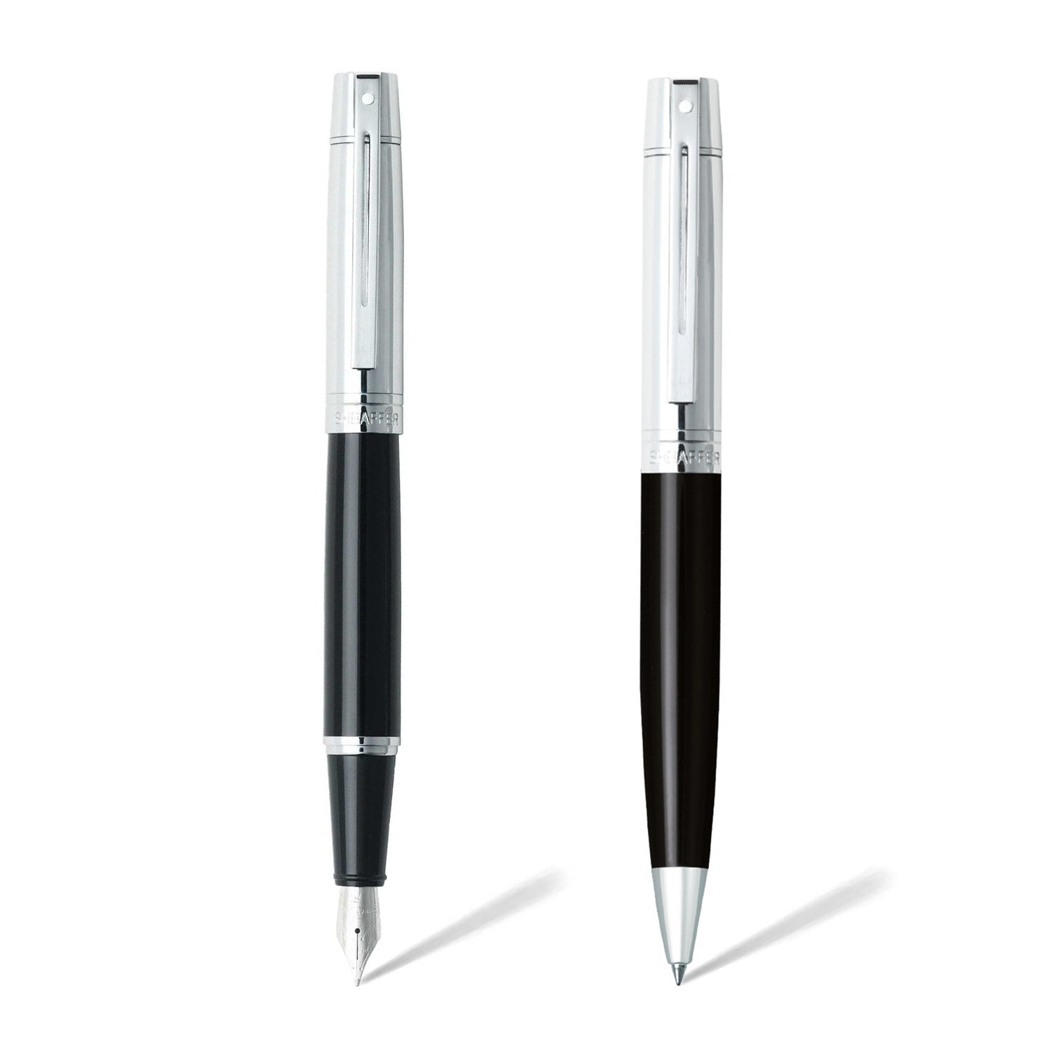 Sheaffer  Gift Set ft. Glossy Black S300 9314 with Chrome Trim as Set of 2 pens -  Ballpoint Pen & Fountain pen (M) | E5931453