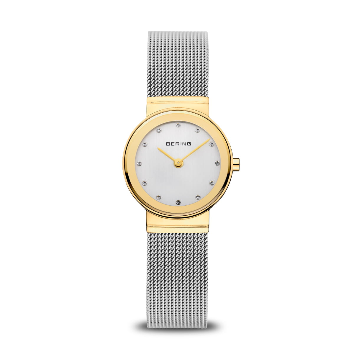 Bering Classic Gold Dial Stones Stainless Steel Mesh Women's Watch | 10126-001T