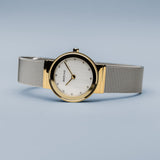 Bering Classic Gold Dial Stones Stainless Steel Mesh Women's Watch | 10126-001T