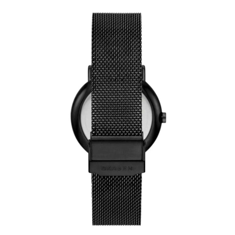 Skagen Signatur Sun & Moon Multifunction Black & Blue Dial / Black PVD Stainless Steel Mesh Bracelet Men's Watch | SKW6944