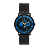 Skagen Signatur Sun & Moon Multifunction Black & Blue Dial / Black PVD Stainless Steel Mesh Bracelet  Men's Watch | SKW6944