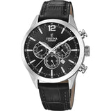 Festina Timeless Chronograph Black Dial Black Leather Men's Watch | F20542/5