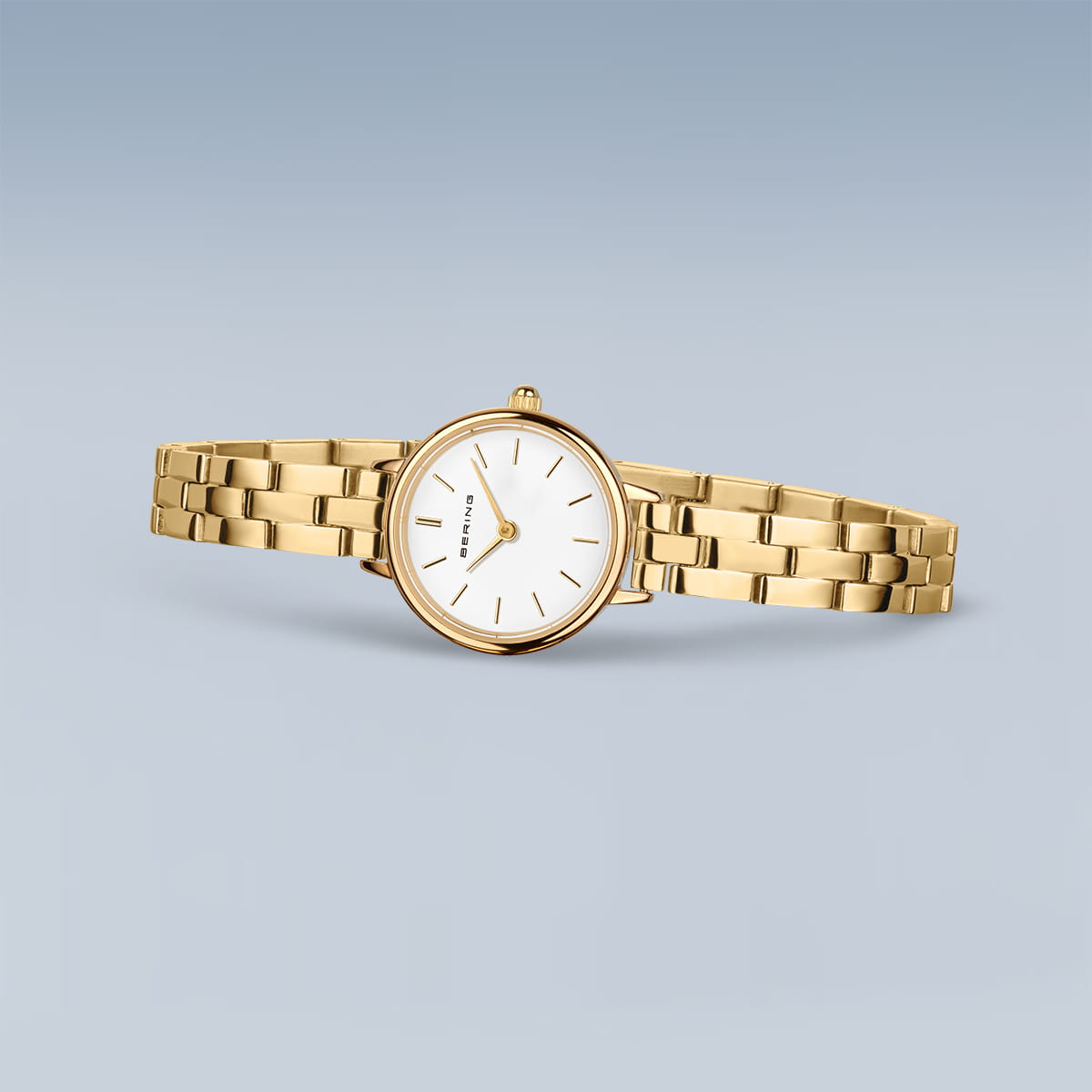 BERING Classic White Dial Gold Stainless Steel Bracelet 22mm Women's Watch | 11022-734T