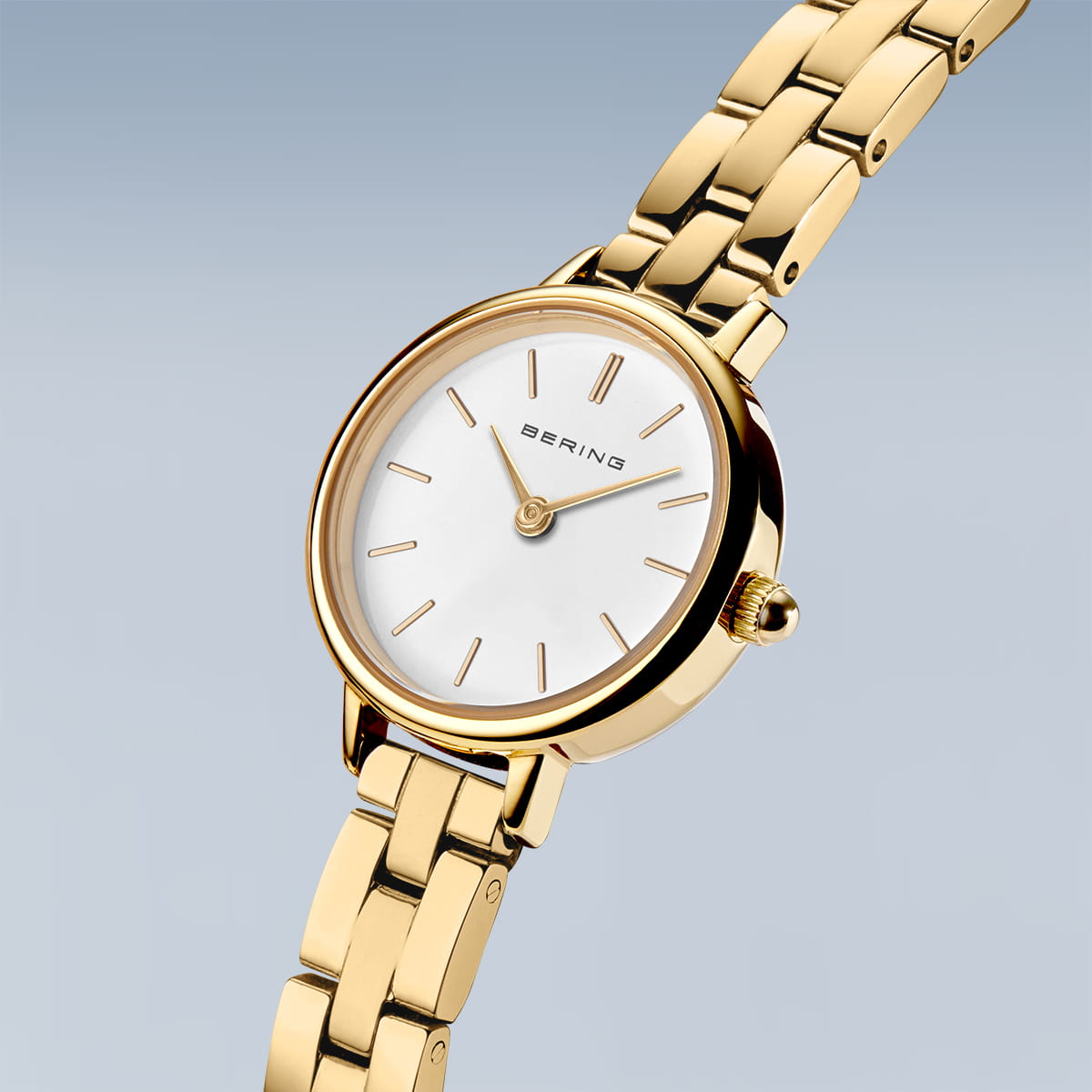 BERING Classic White Dial Gold Stainless Steel Bracelet 22mm Women's Watch | 11022-734T