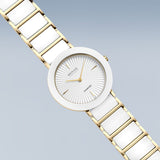 Bering Ceramic Silver Dial Rose Gold Ceramic Strap Women's Watch | 11435-758