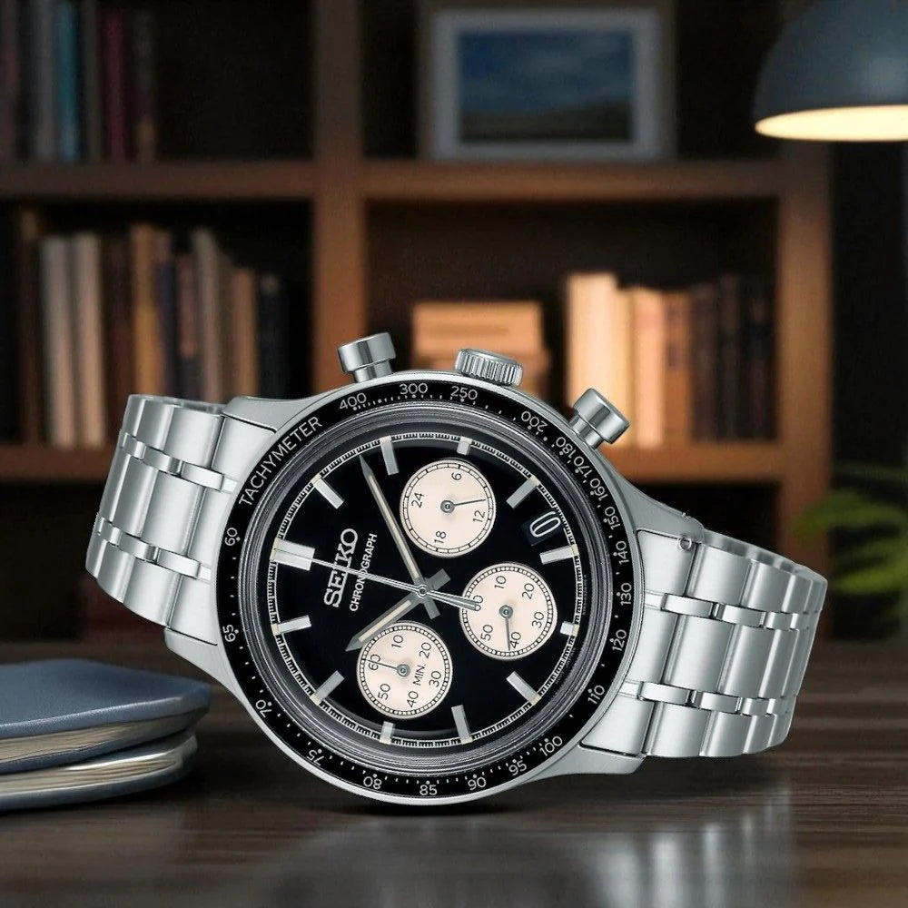 Seiko Sport Quartz Chronograph Black Dial Steel Men's Watch | SSB479P1