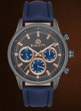 Bigotti Milano Gunmetal with Blue Leather Strap Men's Watch | BG.1.10390-6