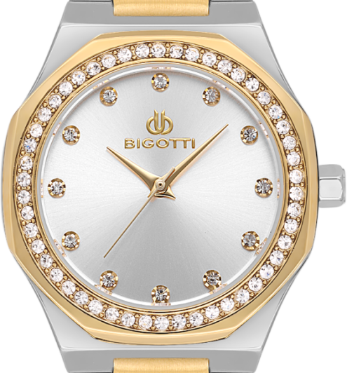 Bigotti Rose Gold Stainless Steel Silver Dial Stones Men's Watch | BG.1.10587-3