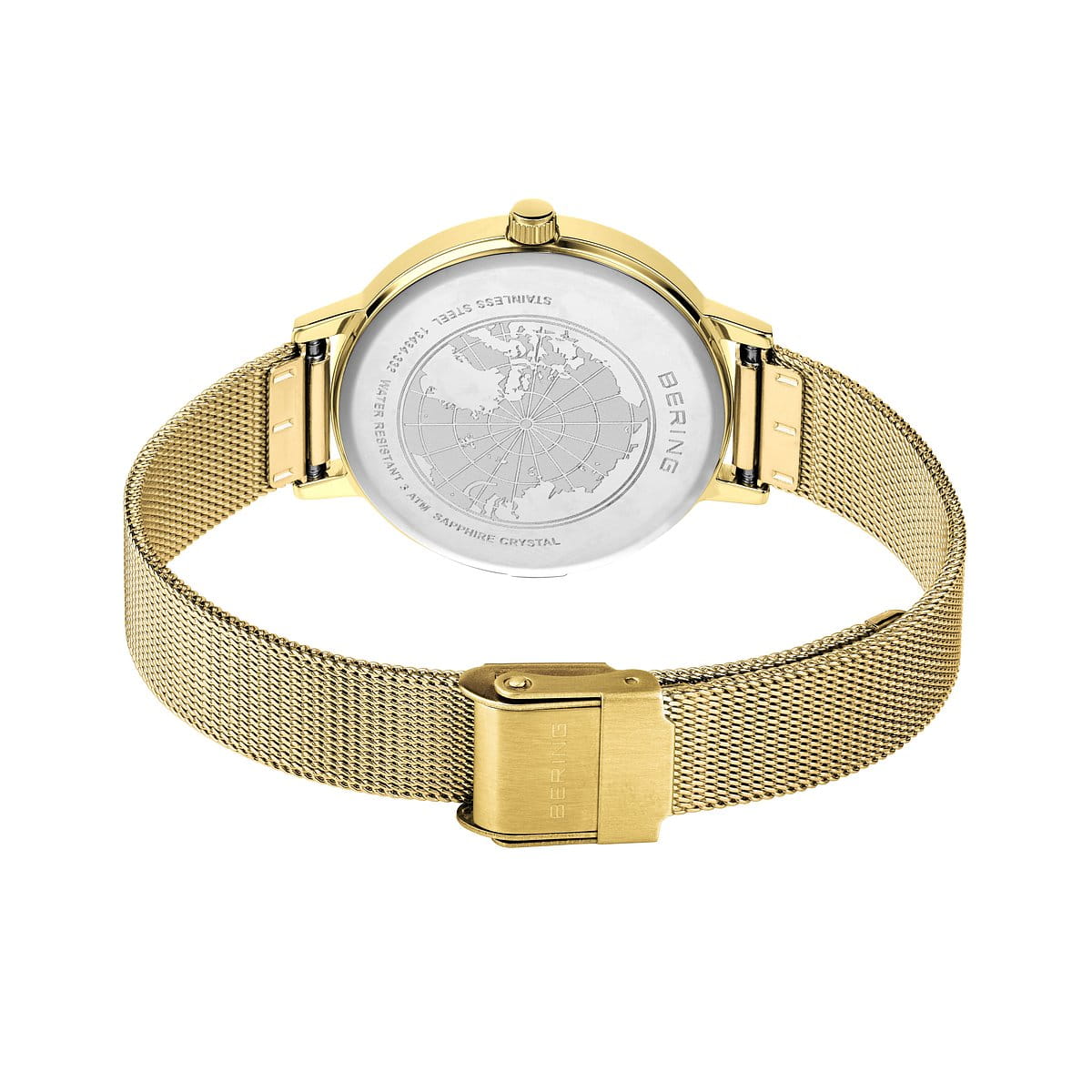 BERING Classic Black Dial and Gold Mesh Bracelet 34mm Women's Watch | 13434-332