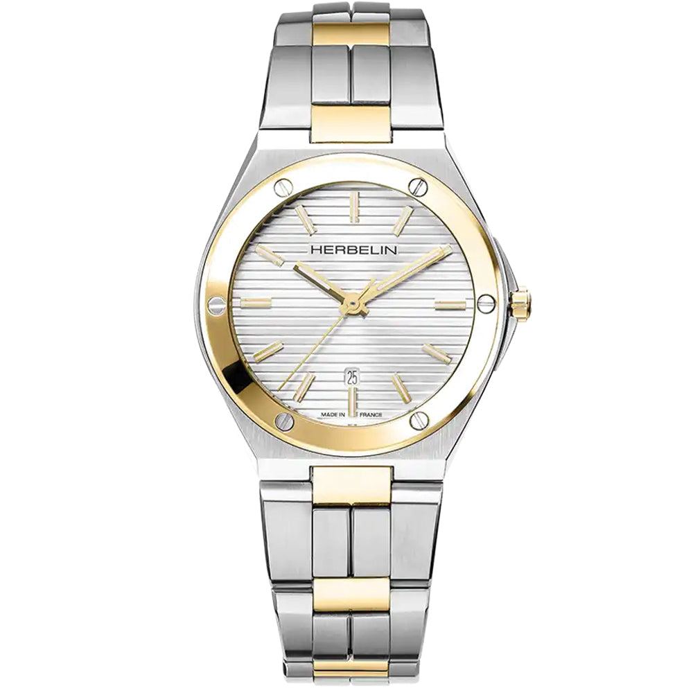 Herbelin Cap Camarat White Textured Dial Gold PVD Women’s Watch | 14545BT11N