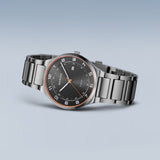 Bering Titanium Black Dial Calendar Orange Second Hand Titanium Men's Watch | 15139-709