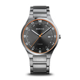 Bering Titanium Black Dial Calendar Orange Second Hand Titanium Men's Watch | 15139-709