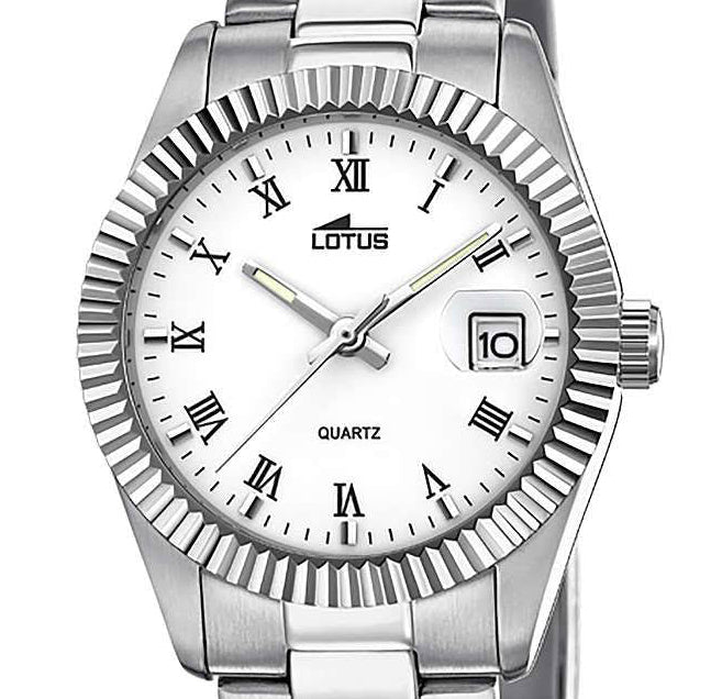 Lotus Freedom White Dial Calendar Stainless Steel Women’s Watch | 15822/1