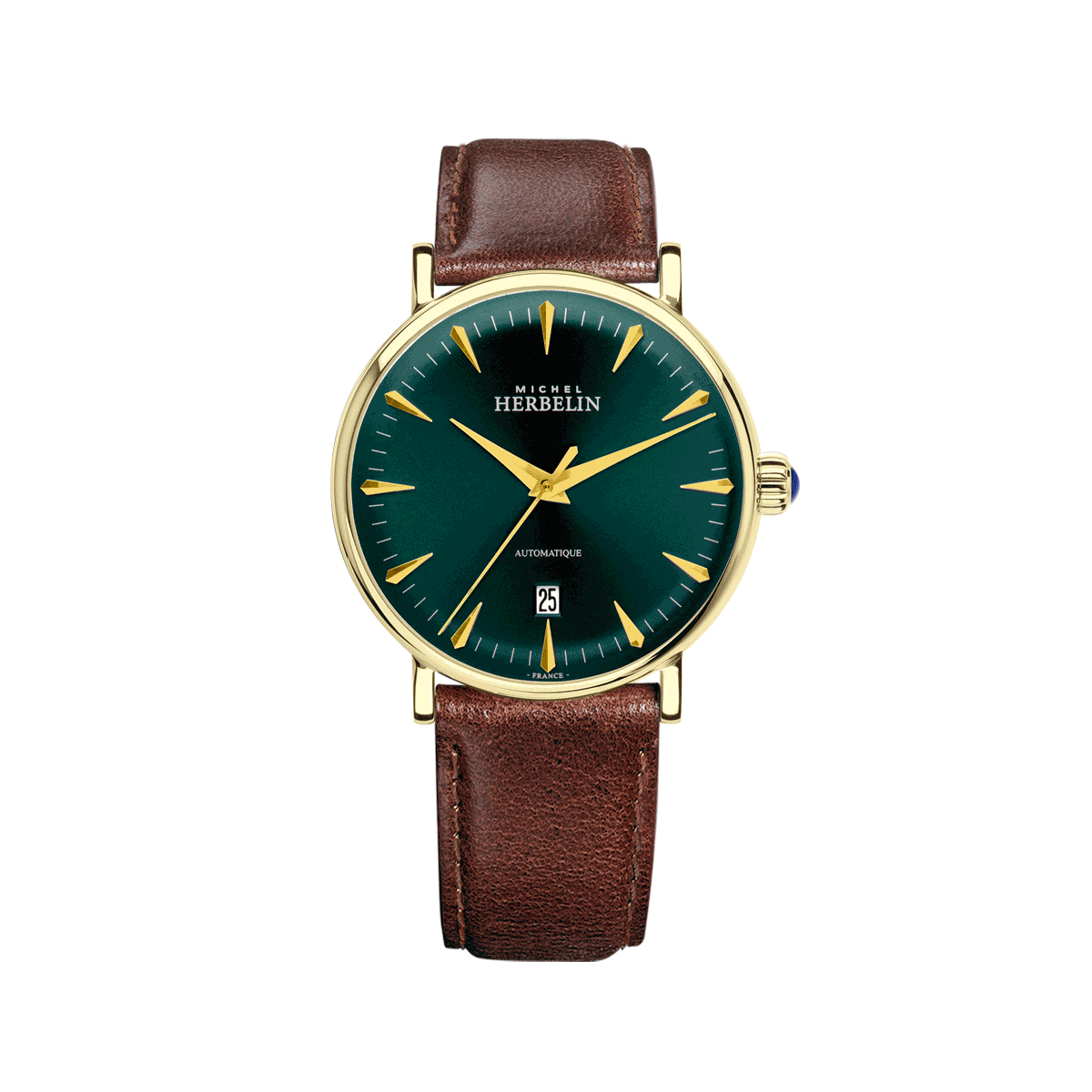 Herbelin Inspiration Automatic Antique Green Dial Tan Leather Unisex Watch | 1647/P16BR