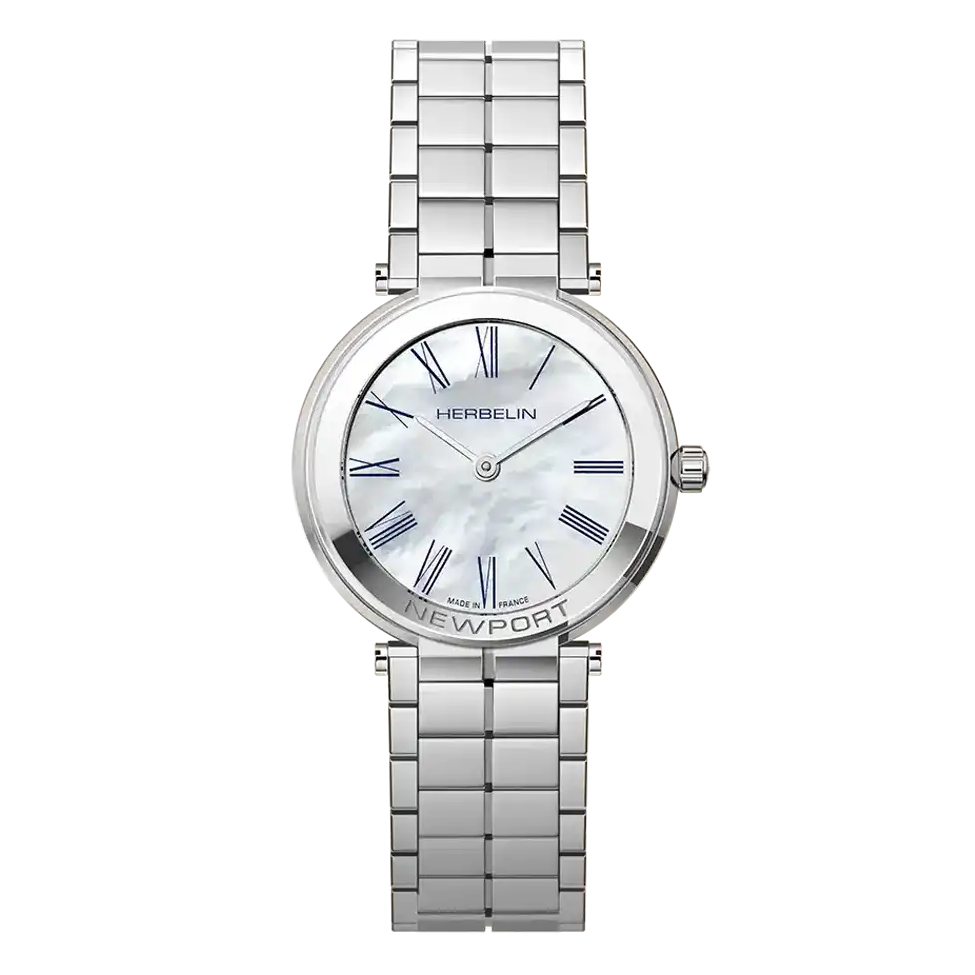 HERBELIN Newport Slim Quartz Steel and Mother of Pearl 32mm Women's Watch | 16922B09