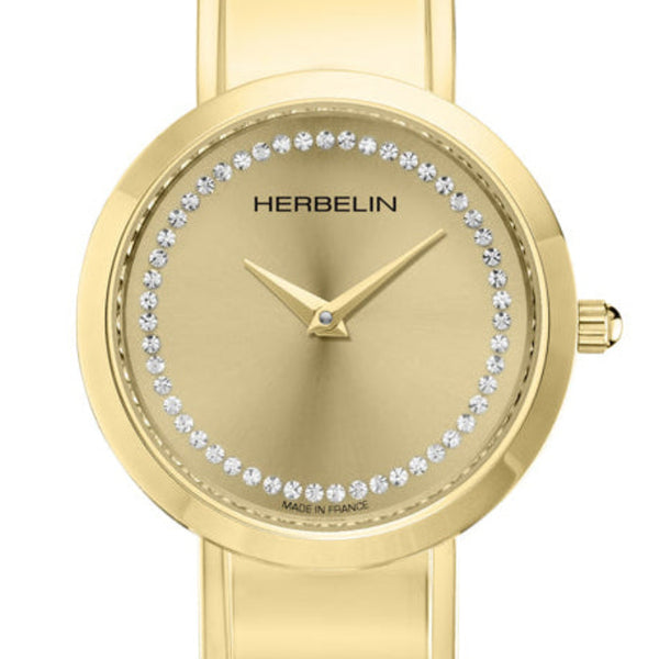 Herbelin M-Band Champagne Dial Yellow Gold PVD Women's Watch | 17056/BP63