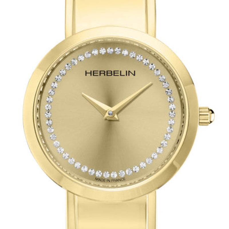 HERBELIN M-Band Champagne Dial Yellow Gold PVD Women's Watch | 17082/BP63