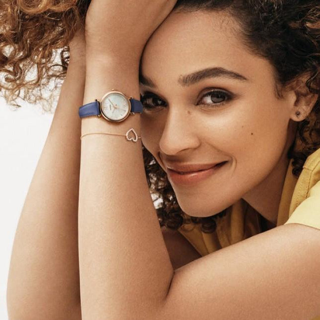 Fossil Carlie Mini Three-Hand Navy Leather Watch | ES4502