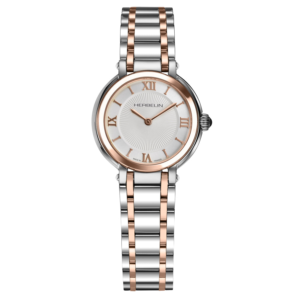 Herbelin Galet Silver Sunray Dial Rose Gold Stainless Steel Women’s Watch | 17430BTR28