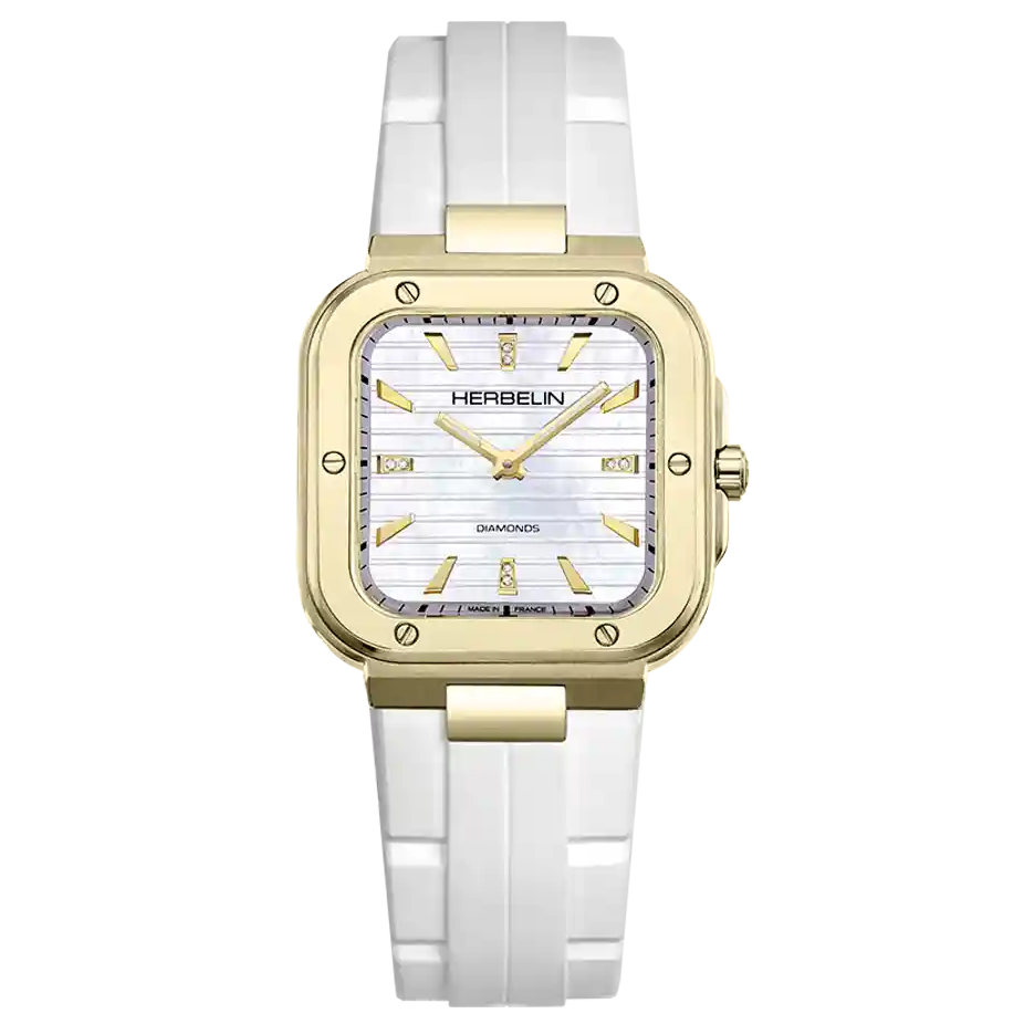 HERBELIN Cap Camarat Square Dame Mother of Pearl and Diamonds 30mm Women's Watch | 17546P1N89CW