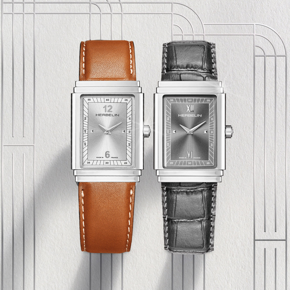 Herbelin Art Deco Anthracite Dial Grey Alligator Leather Unisex Watch | 17567AP04GR