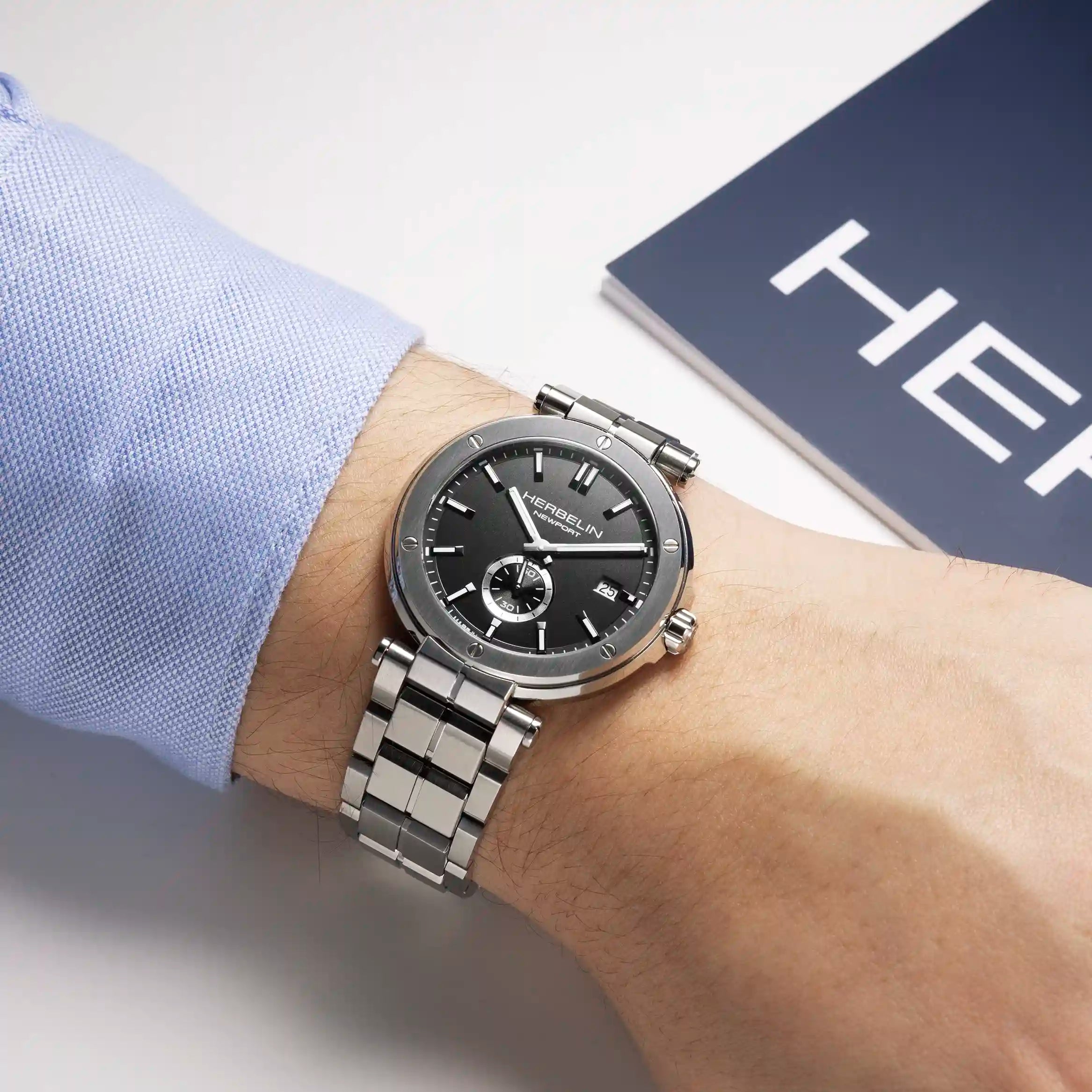 HERBELIN Newport Stainless Steel Charcoal Dial Men's Watch | 18389B22