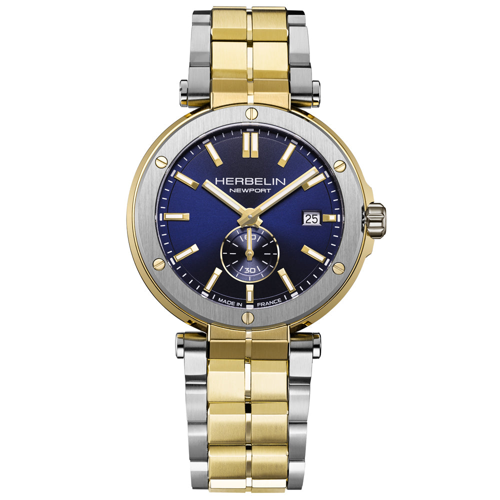 HERBELIN Newport Blue Dial Gold Indices Stainless Steel Men’s Watch | 18389BT1N35