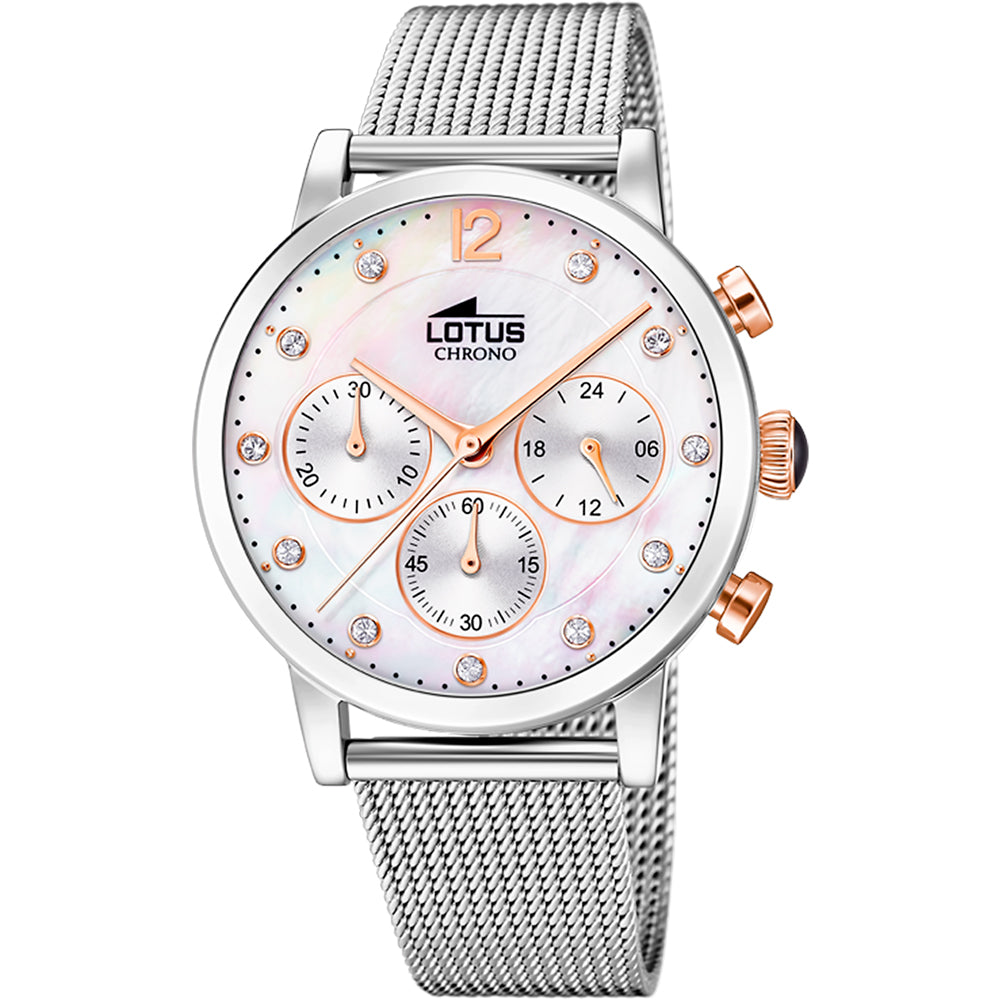 Lotus Trendy Mother of Pearl Silver Rose Gold Women's Watch | 18676/1