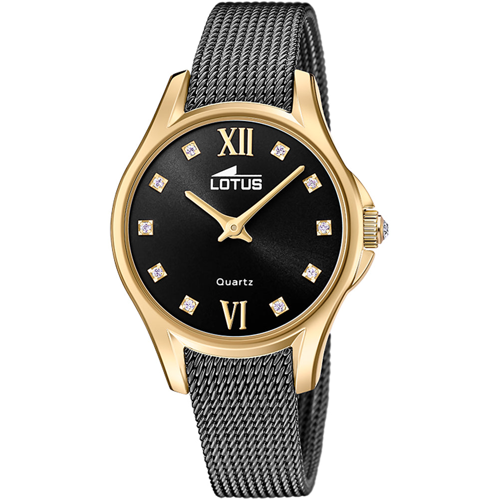 Lotus Trendy Black Gold Women's Watch |18825/1