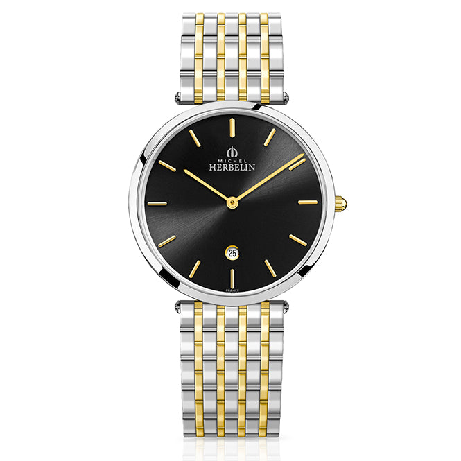 Herbelin Epsilon Black Sunray Dial Yellow Gold PVD Men’s Watch | 19416/BT14N