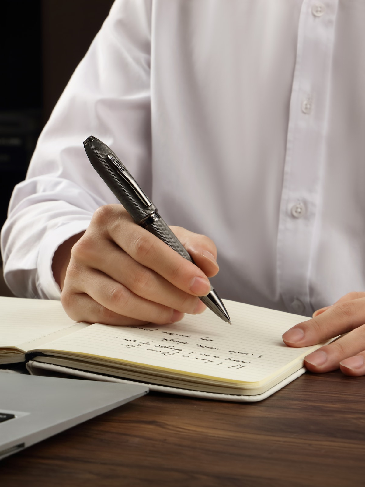 CROSS Peerless  Polished Slate Gray Engraved Diamond Pattern with Slate Gray  PVD Appointments and Swarovski Crystal Ballpoint Pen | AT0702-20