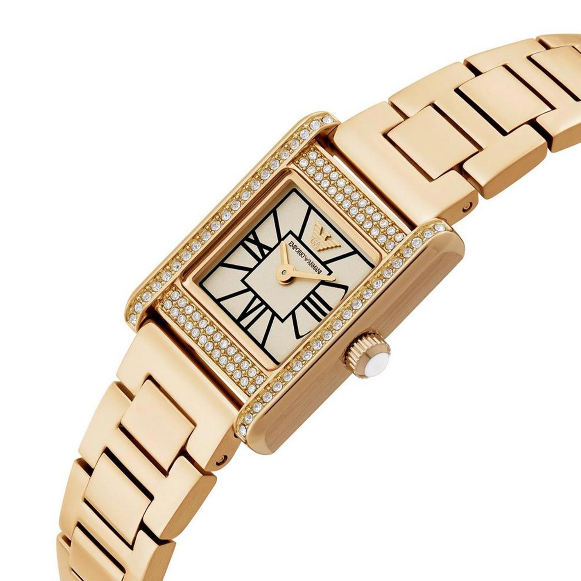 EMPORIO ARMANI Genni Crystals Gold Stainless Steel Bracelet Women's Watch | AR11663